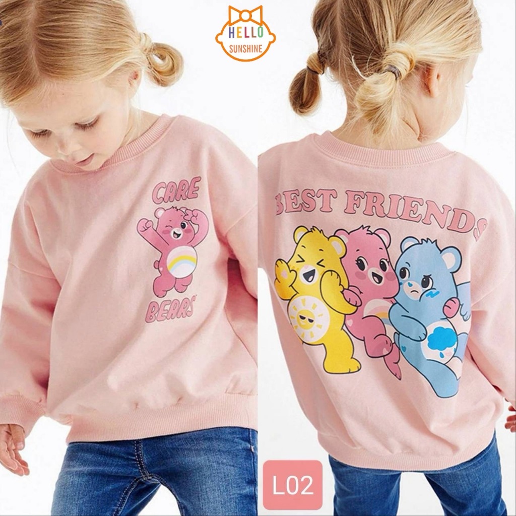 เสื้อสเวตเตอร์แขนยาว สีชมพู ลายcare bear