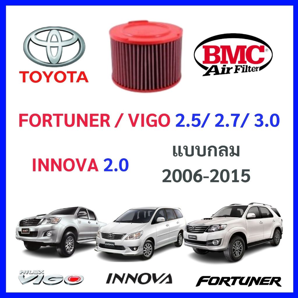 กรองอากาศ BMC Air filter Toyota Vigo Fortuner 2.5 2.7 3.0 Innova 2.0 แบบกลม  Made in Italy โตโยต้า วีโก้ ฟอร์จูนเนอร์