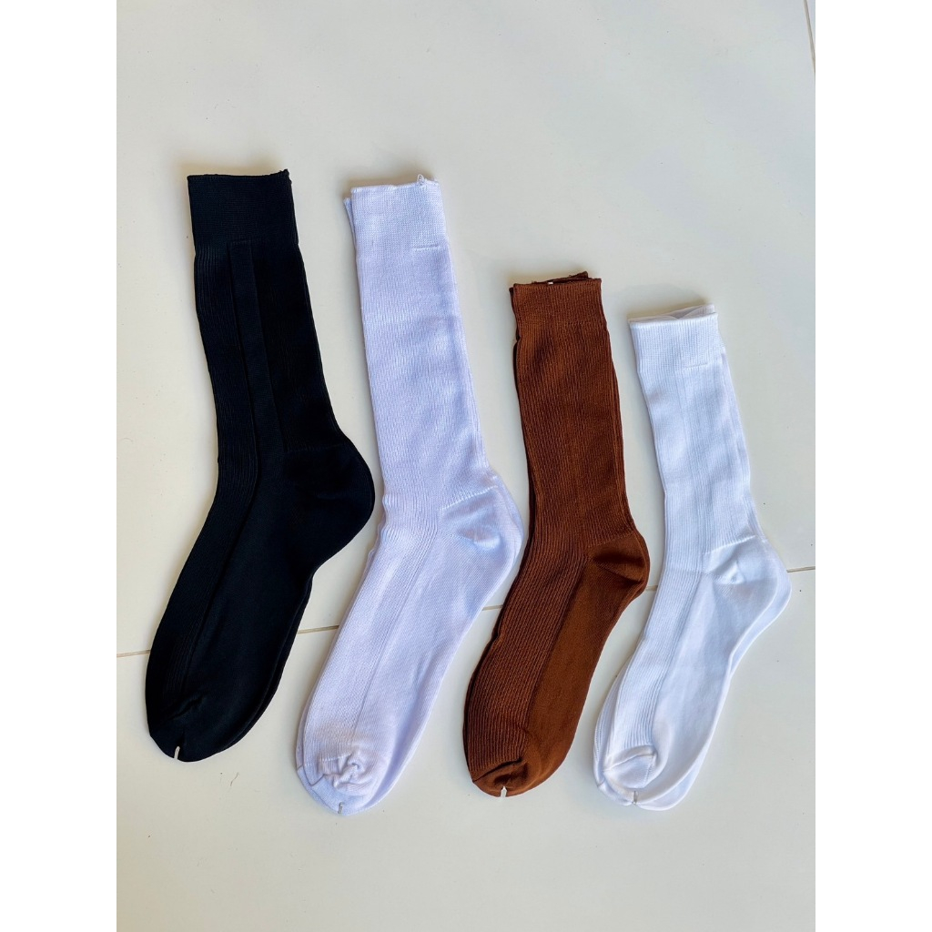 พร้อมส่ง//ถุงเท้านักเรียนขาวล้วน น้ำตาล  ดำ ถุงเท้าไทยชุดไทย