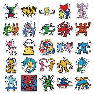 💥พร้อมส่ง💥Keith Haring คีธ แฮริ่ง DIY 50แผ่น sticker กันน้ำ สติ๊กเกอร์ ใช้ซ้ำได้ กระโปรงหลังรถ