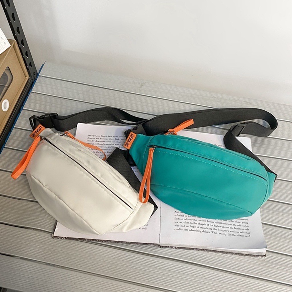 B-807 พร้อมส่ง กระเป๋าคาดอก คาดเอว ผ้าไนล่อน กันน้ำกันฝน สีพื้น แฟชั่น สไตล์เกาหลี สำหรับผู้ชายและผู้หญิง