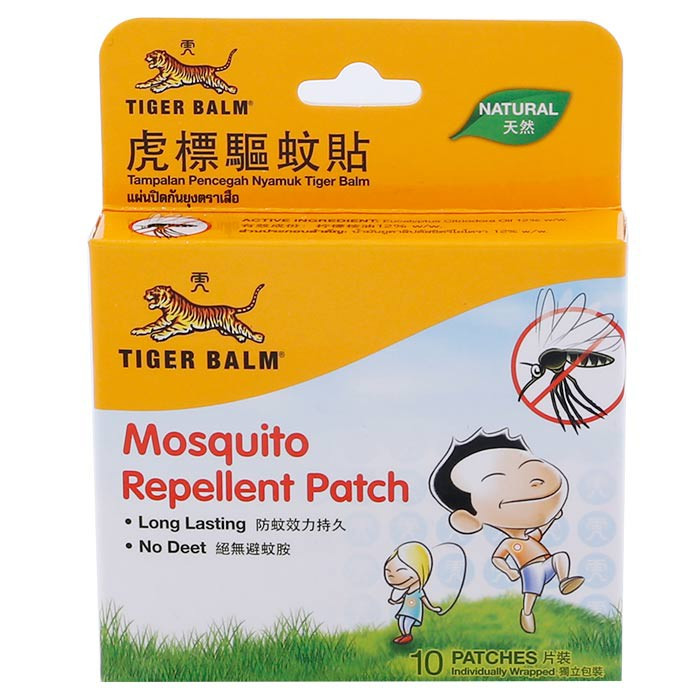 แผ่นแปะกันยุง ตราเสือTiger Balm Mosquito Repellent Patch กันยุง จำนวน 1 กล่อง บรรจุ 10 ชิ้น