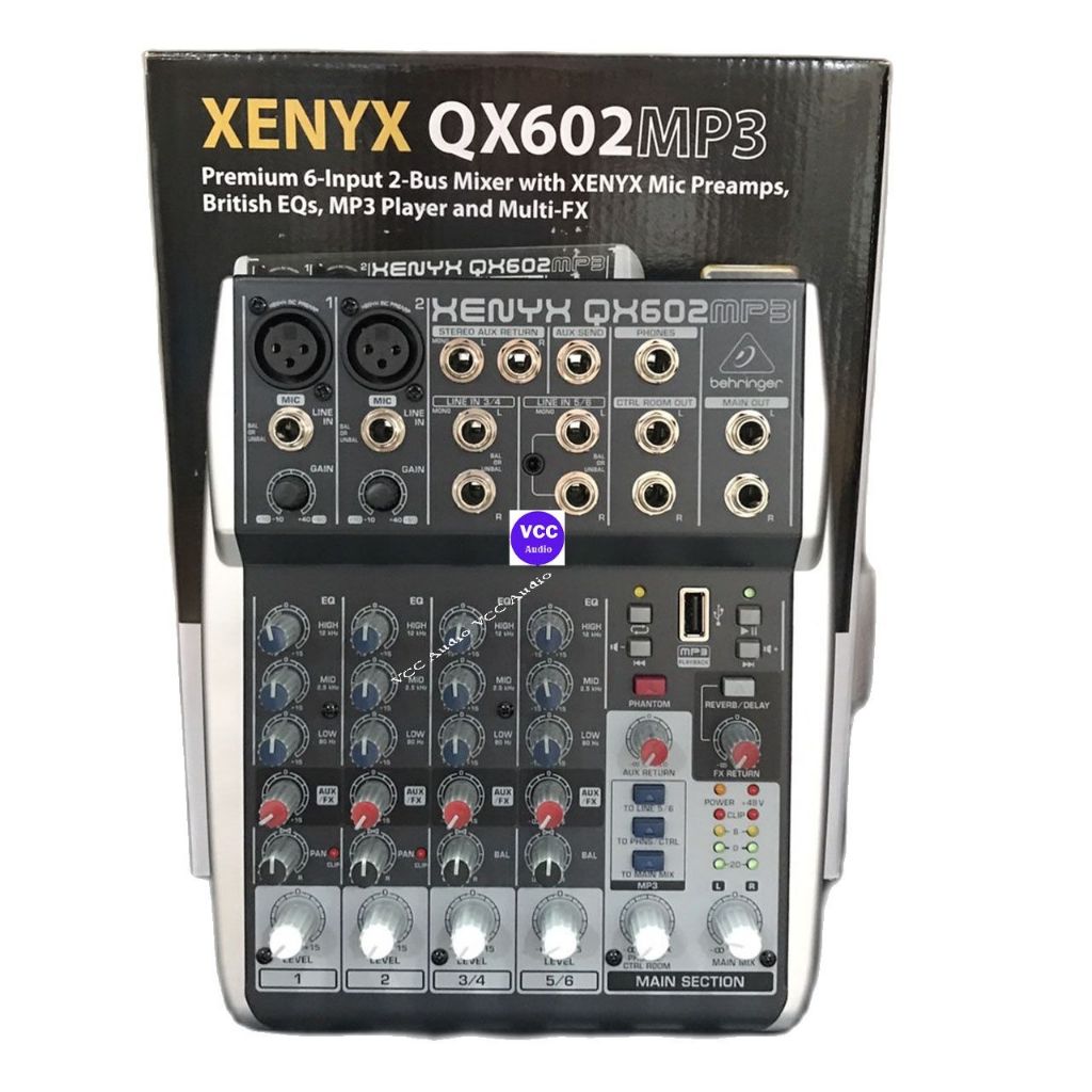 เครื่องผสมสัญญาณเสียงหรือมิกเซอร์ แบบอนาล็อค Behringer Xenyx QX602MP3 6-Input 2-Bus Mixer with XENYX