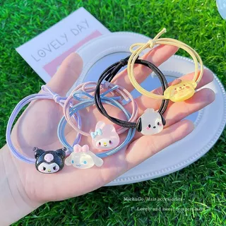 1 บาท💥ยางรัดผมSanrio ความยืดหยุ่นสูง น่ารักลายการ์ตูน สีแคนดี้เลือกสีได้ สไตล์ญี่ปุ่น และเกาหลี นักเรียนสำหรับผู้หญิง -T