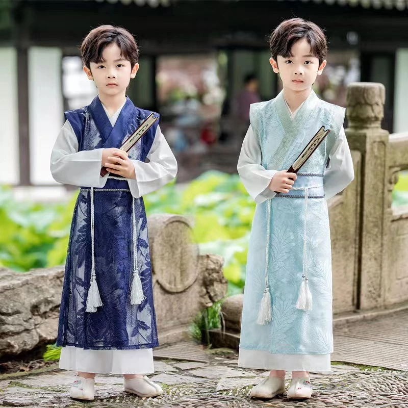 L&L ชุดเด็กชาย (แถมฟรีพัด) ชุดจีน ชุดลมจีนย้อนยุคสมัยโบราณ HANFU ชุดจีนเด็กชาย แถมพัด