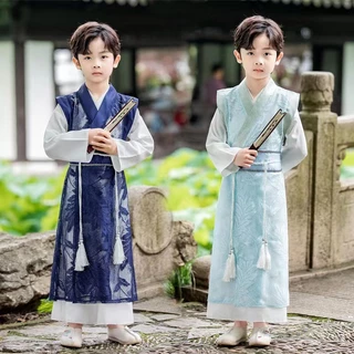 L&L ชุดเด็กชาย (แถมฟรีพัด) ชุดจีน ชุดลมจีนย้อนยุคสมัยโบราณ HANFU ชุดจีนเด็กชาย แถมพัด