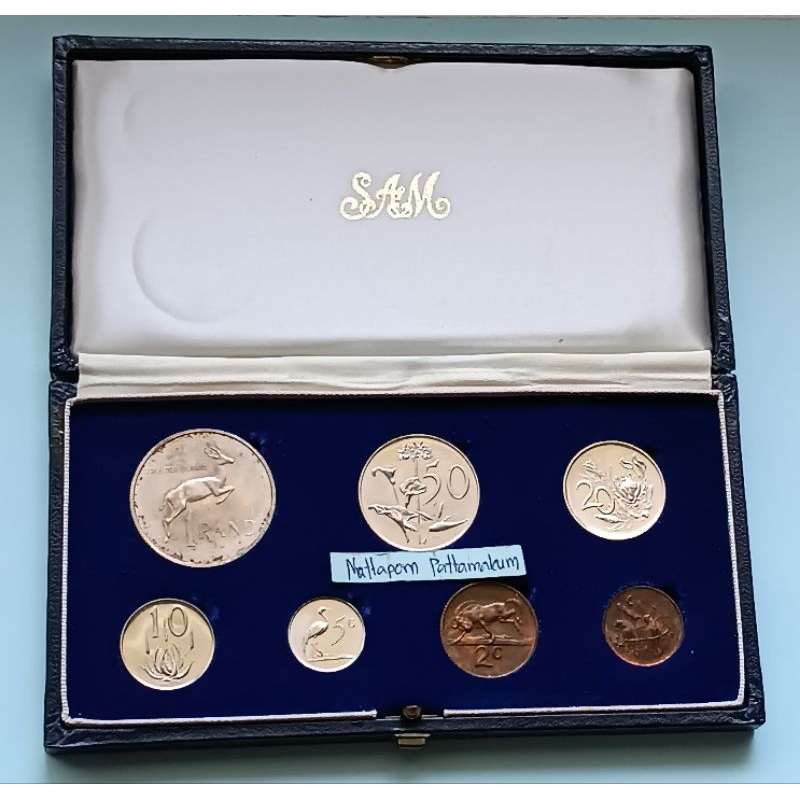 แอฟริกาใต้ ชุดเหรียญขัดเงา 7 เหรียญ ปี 1967 , 1 Rand เนื้อเงิน 80%