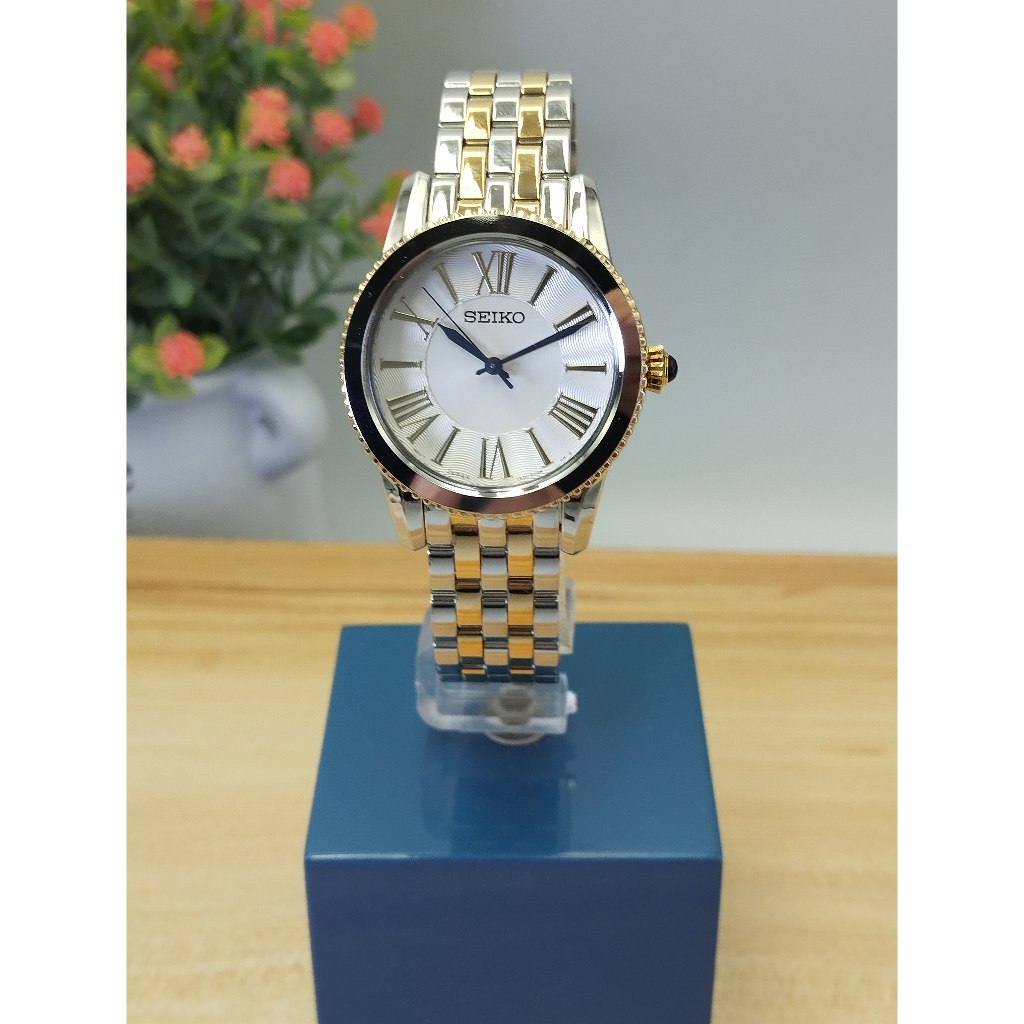 SEIKO (นาฬิกาผู้หญิง) รุ่น SRZ438P1 ระบบควอตซ์ เครื่องญี่ปุ่น ตัวเลขโรมัน สแตนเลส2กษัตริย์ รับประกัน