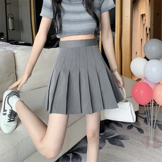 🔵พร้อมส่ง🔵กระโปรงเทนนิส กระโปรงพลีท XS-2XL สีพื้น เอวสูง ทรงเอ กระโปรงเจเค มีทั้งหมด7สี #2322