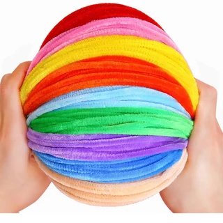 (100pcs) สินค้าพร้อมส่ง ลวดกำมะหยี่ DIY แยกสี สร้างสรรค์งานประดิษฐ์ต่างๆ สำหรับงานฝีมือ สีสันสดใส