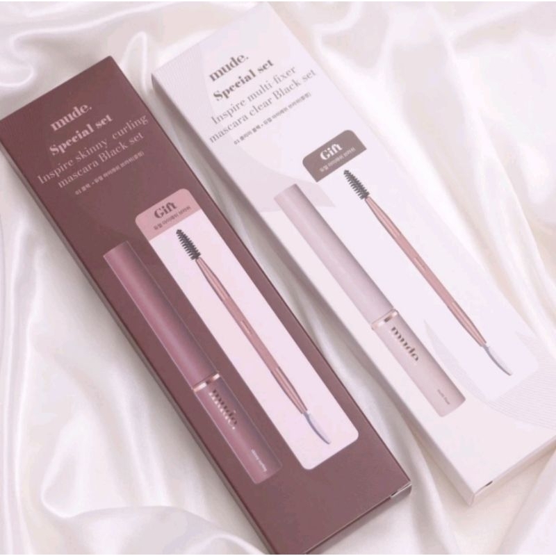 ชุดมาสคาร่า Mude Inspire skiny Curling/ Inspire Multifixer แถมแปรงแต่งขนตาและแต่งคิ้ว