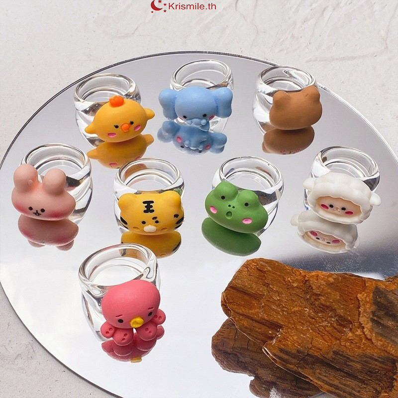 ในไทย-ราคาถูก แหวน แหวนเรซิ่น สัตว์ลายการ์ตูน เลือกลายได้ น่ารัก สไตล์เกาหลี นักเรียนเด็ก-Krismile.th