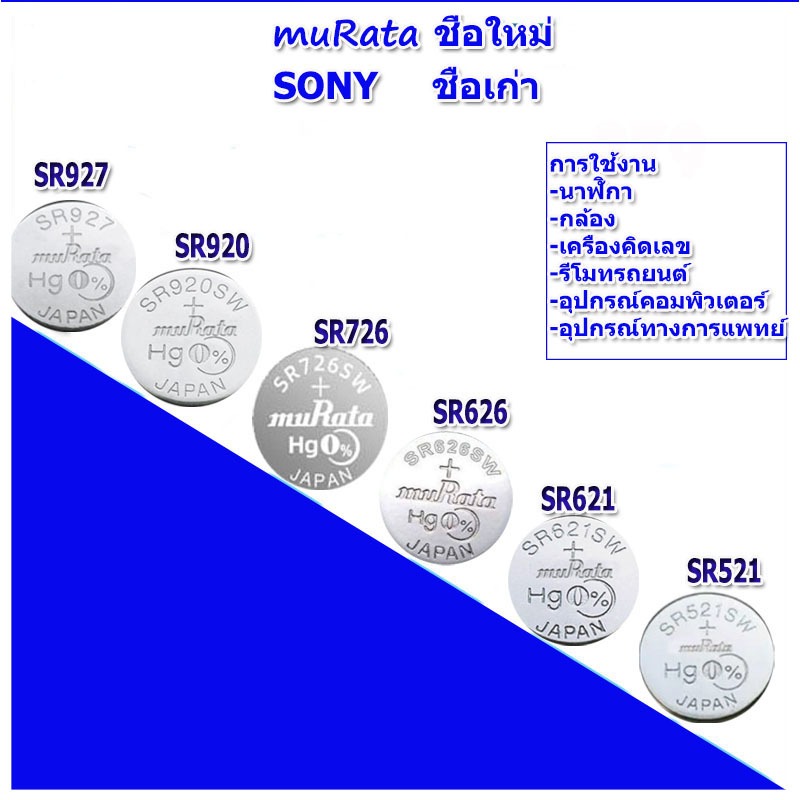 ถ่านG-Shock/ Baby-G /Casio แบรนด์ Sony SR726/SR920/SR927/CR1220/CR2016/CR2025  ถ่านโซนี่ของแท้ ถ่านร