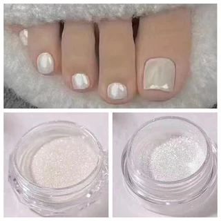 ผงขัดเล็บขาวไข่มุก ผงกระจกเงา Mirror white-Mirror มี2เฉดสี มีฟองน้ำแถม ขนาด7.5g.