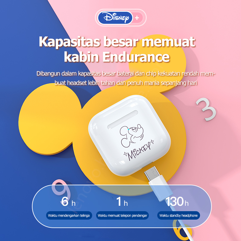 Disney TWS หูฟังบลูทูธ bluetooth 5.3 หูฟังบลูทูธไร้สาย HiFi หูฟังไร้สาย Earphone สําหรับ IOS Android 100%ORI