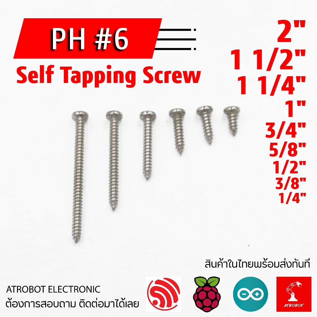 PH #6 Tapping Screw Pan Head น๊อต สกรู เกลียวปล่อย เหล็ก หัวแพน ปลายแหลม แฉก P+ เบอร์ 6