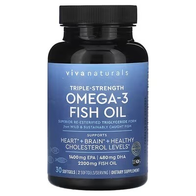 Viva Naturals, Omega-3 Fish Oil, Triple Strength, 1,100 mg, 30 Softgels (No.3301)