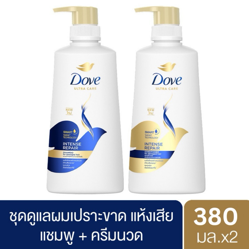 [แพ็คคู่สุดคุ้ม] DOVE อินเทนซ์ รีแพร์ แชมพู 380 มล+DOVE อินเทนซ์ รีแพร์ คอนดิชันเนอร์ 380 มล