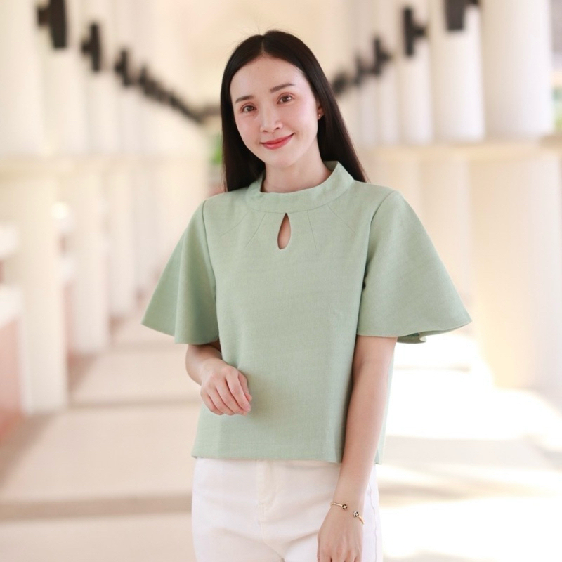เสื้อผ้าฝ้ายเยื่อไผ่ “รุ่นอัดกาว” คอหยดน้ำแขนกระดิ่ง อก34-42นิ้ว มี 5 สีค่ะ