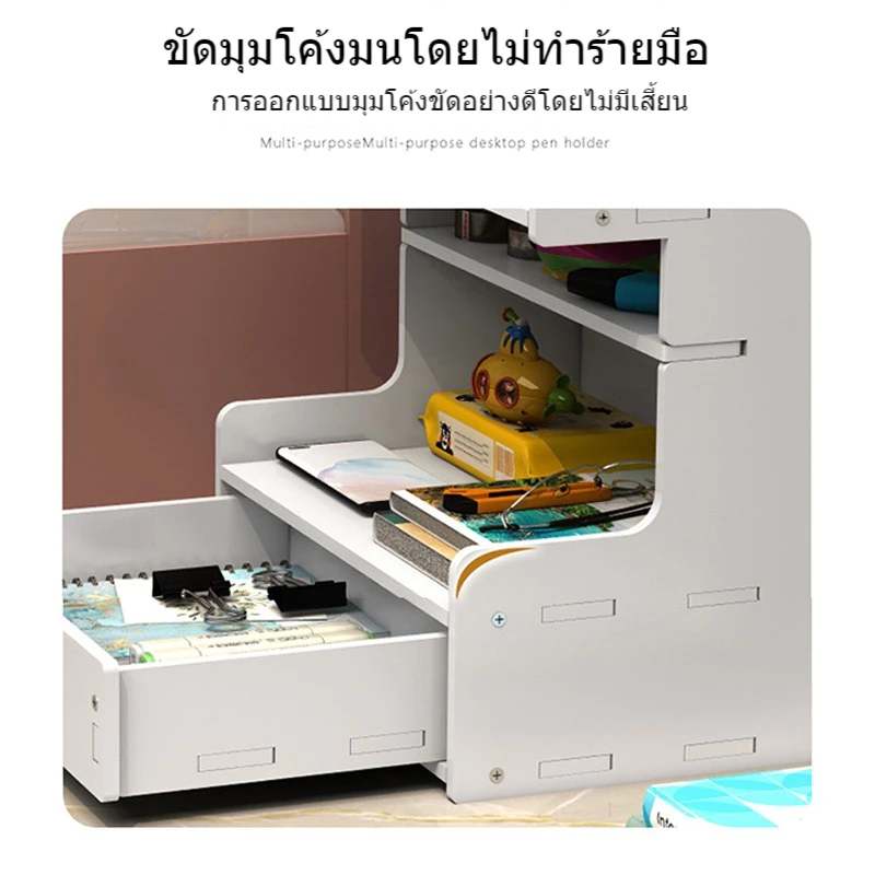 ชั้นใส่ปากกา ชั้นเก็บเครื่องเขียน ชั้นวางหนังสือ กล่องใส่ปากกา อุปกรณ์จัดระเบียบโต๊ะ ตู้เก็บของโต๊ะอ่านหนังสือ thumbnail 7
