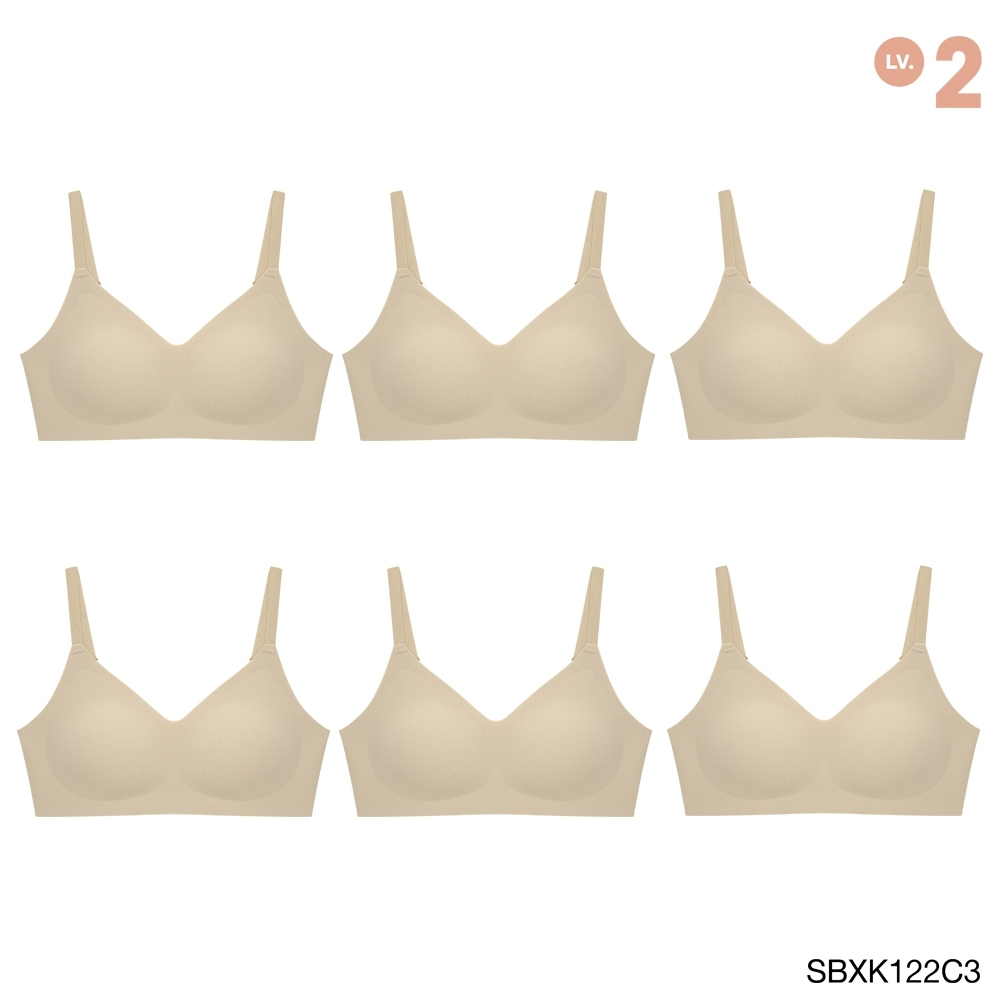 Sabina เสื้อชั้นใน (Set 6 ชิ้น) เสื้อชั้นในไม่มีโครง รุ่น Soft Collection รหัส SBXK122C3 สีเนื้อเข้ม