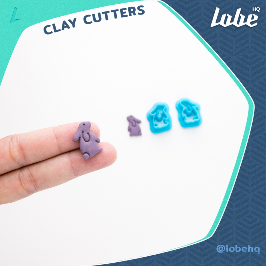 พิมพ์กดดินโพลิเมอร์รูปทรงกระต่ายยืน C/ Standing Rabbit C Polymer Clay Cutter/ Clay Mold Tools