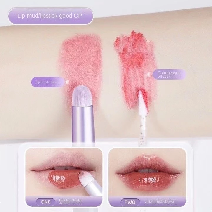 F141 แปรงทาลิปสติก ขนนุ่ม ทรงกลม ขนาดเล็ก เกลี่ยง่าย แบบพกพา พร้อมฝาปิด