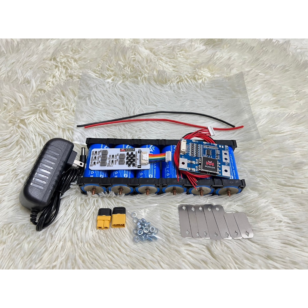 ชุดพร้อมประกอบแบต lifepo4 6S 19.2-21V 6ก้อนMpower(32650-32700) คัดค่าIR 5.0-6.8