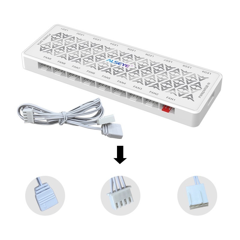 Hub ต่อพ่วงพัดลม ARGB ALSEYE A-Hub 9.0 ARGB Hub 3pin + Fan Hub 4Pin PWM 9 Port