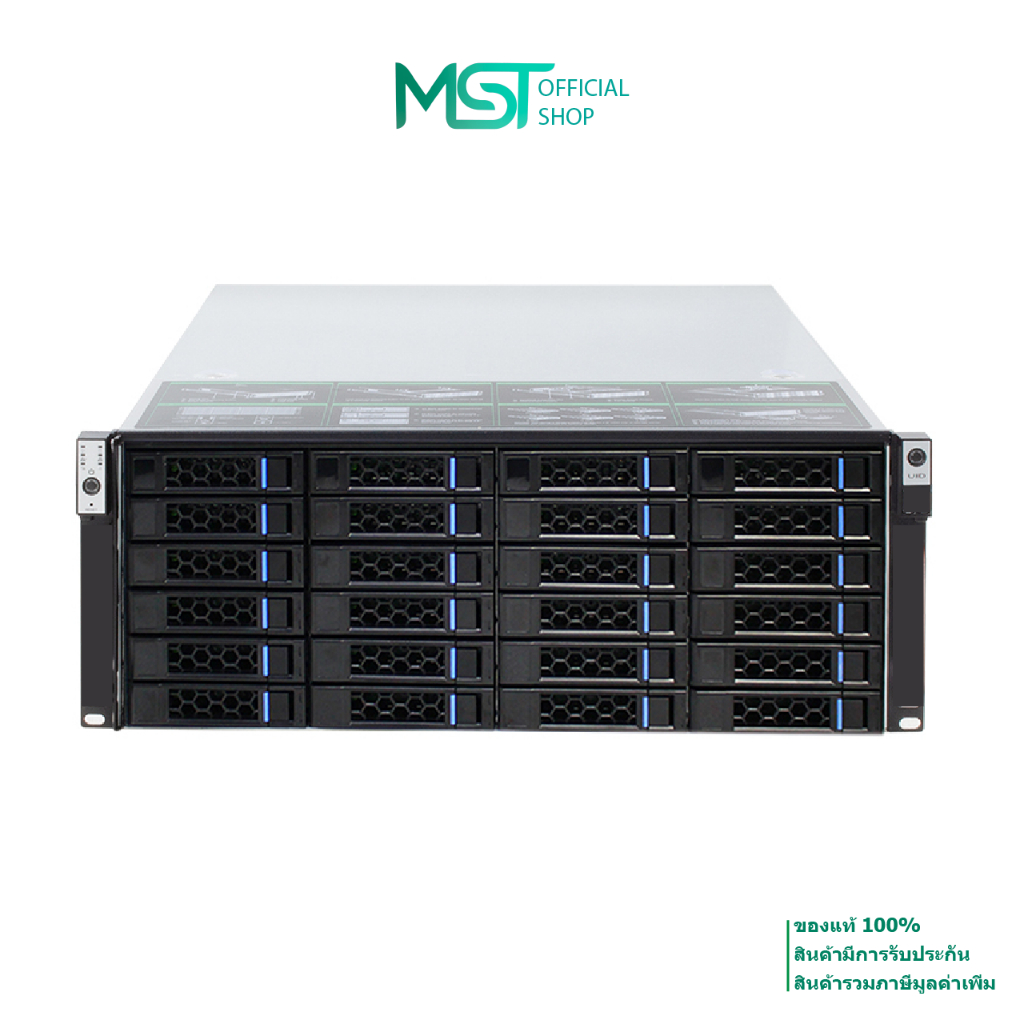 Storage server case rack 4U 24-Bays HDD 3.5" / 2.5" Hotswap 12Gb backplane SFF-8643 interface PSU 1200W สินค้ามือสอง
