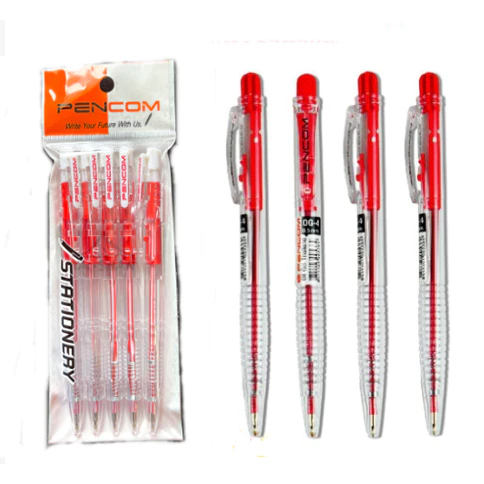 ปากกาแดงลูกลื่น แพ็ค5 ราคาประหยัด แบบกด หมึกน้ำมัน(DBA284)