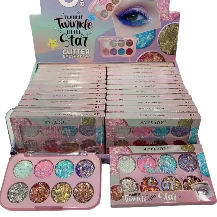 สินค้ามีพ้รอมส่ง เจลกากเพชรทาตา ANYLADY กลิตเตอร์วิ้งค์ 8 ช่อง อายแชโดว์กากเพชรทาตา No.8111
