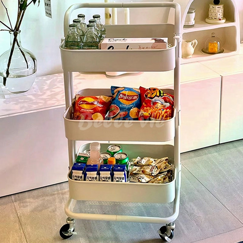 BV ชั้นวางรถเข็น พร้อมล้อเลื่อน+ที่จับ 3/4 ชั้นวางของมีล้อ พร้อมล้อเลื่อน+ที่จับ ใช้ในสถานการณ์ต่างๆ เคลื่อนย้ายสะดวก