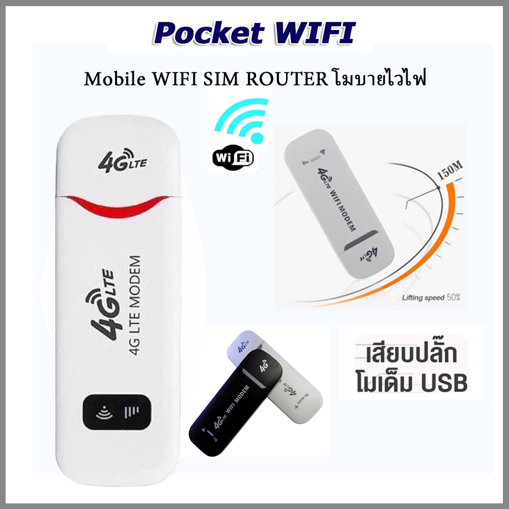 แอร์การ์ด โมบายไวไฟ ไวไฟพกพา ใส่ซิม Pocket WiFi 3G/4G/5G Mobile WIFI SIM ROUTER Lte Wifi Router