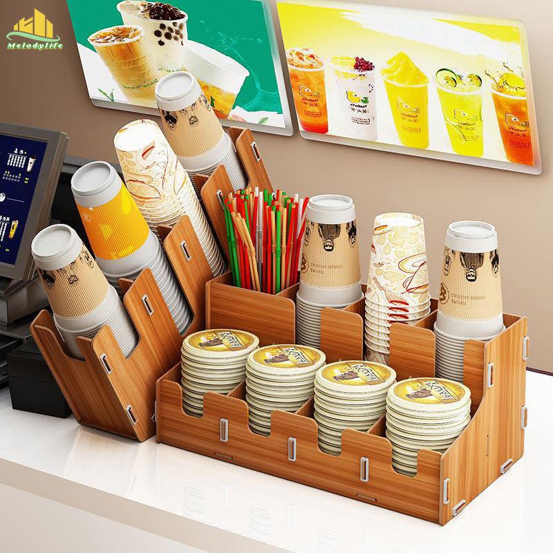 กล่องไส่แก้วกาแฟ DIY กล่องถ้วยกาแฟ  ผู้ถือถ้วย กล่องเก็บฟาง ร้านชานม ชั้นวางถ้วยเครื่องดื่ม หลายรุ่น