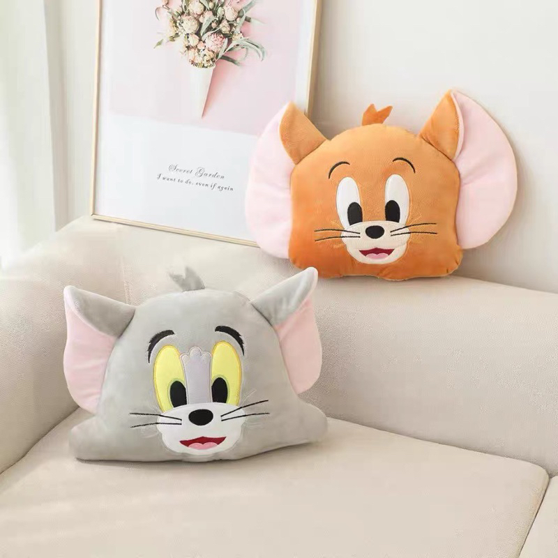 [พร้อมส่ง] หมอนผ้าห่มหัวตุ๊กตา Tom & Jerry 😺