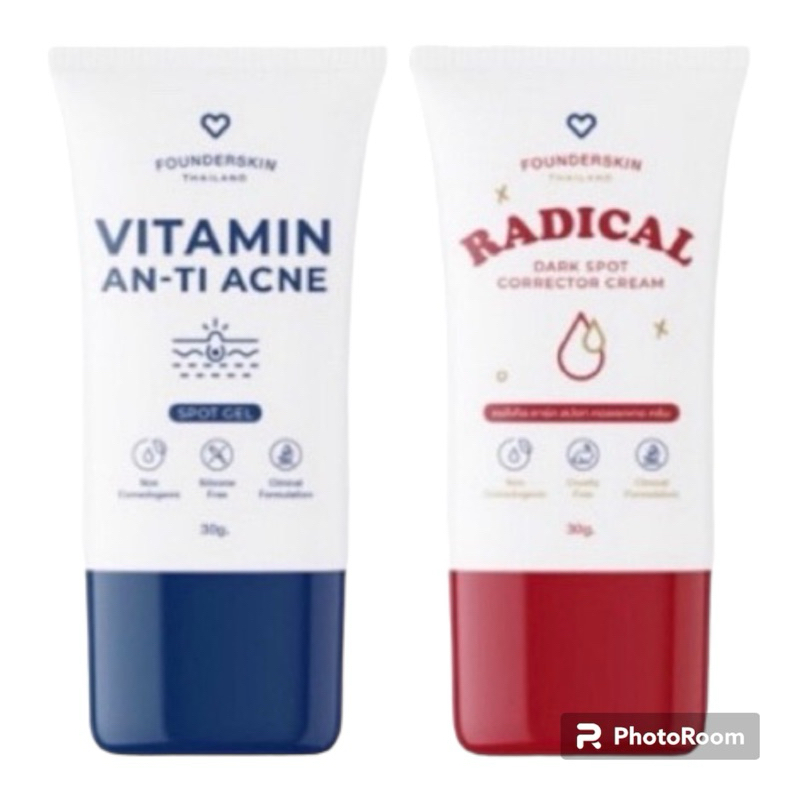 (แพคเกจใหม่ 30 g.) เจลละลายสิวฟาวเดอร์ เจลลดลอยสิวฟาวเดอร์ Founderskin Anti-Acne & Radical (หลอดสีแดงหมด)