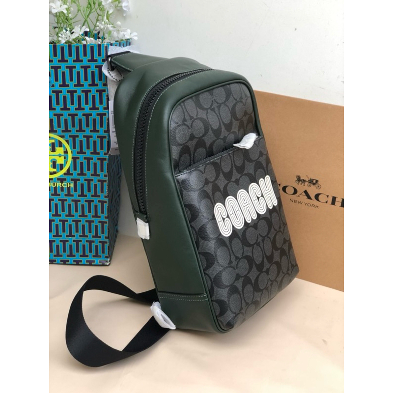 💚แท้💯 พร้อมส่ง💚 CE522 Coach Westway Pack In Colorblock Signature Canvas With Coach Patch