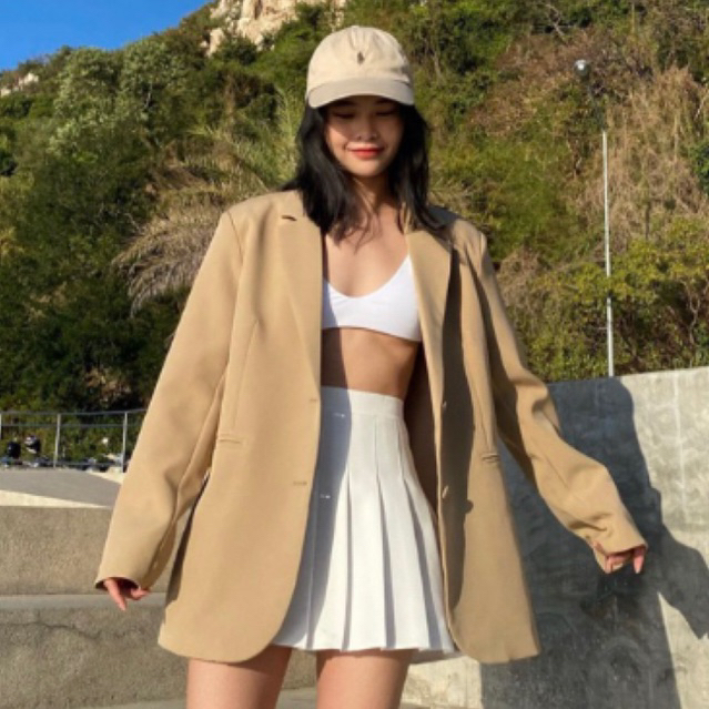 blazer oversize Fashion_store สีoak