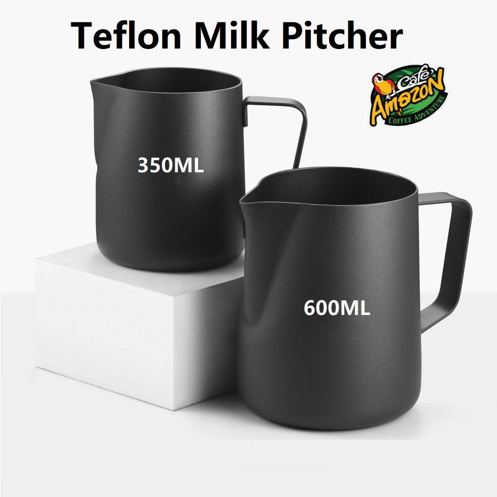 [St.Coco Cafe]เหยือกตีฟองนม สีดำด้าน 350ml 600ml Teflon milk pitcher เหยือกนมลาเต้อาร์ท