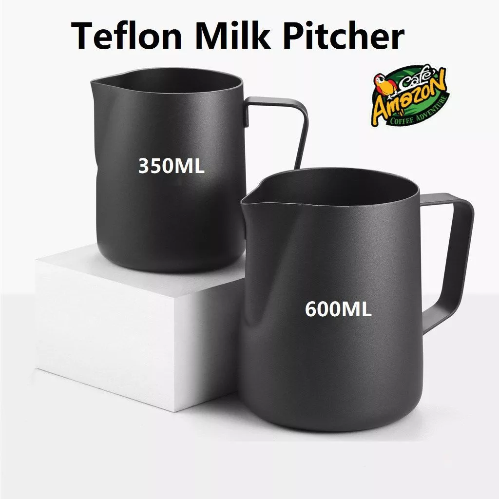 [St.Coco Cafe]เหยือกตีฟองนม สีดำด้าน 350ml 600ml Teflon milk pitcher เหยือกนมลาเต้อาร์ท