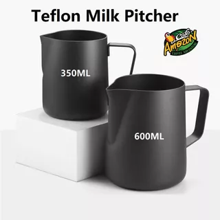 [St.Coco Cafe]เหยือกตีฟองนม สีดำด้าน 350ml 600ml Teflon milk pitcher เหยือกนมลาเต้อาร์ท