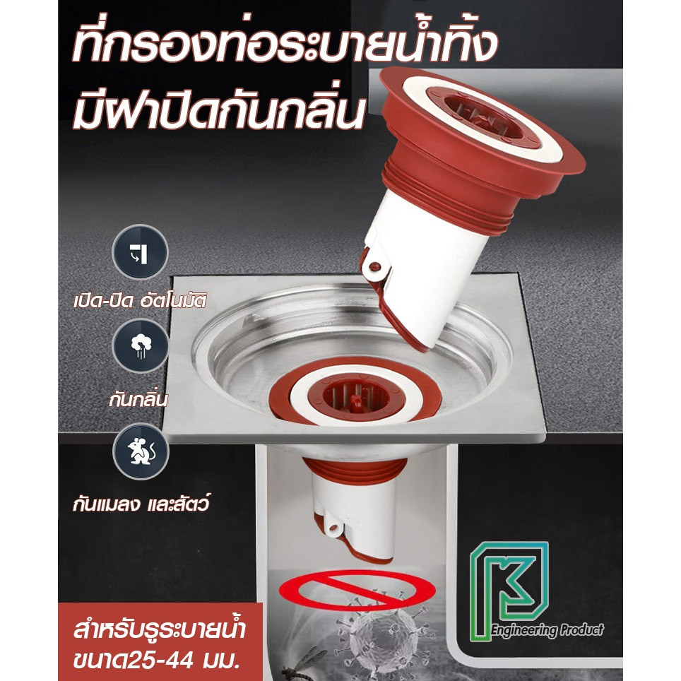 #07 ที่ดักกลิ่น กันแมลง ท่อน้ำทิ้ง แกนABS ซีลยางซิลิโคน ปรับขนาดได้ เปิด-ปิดอัตโนมัติ ด้วยระบบแม่เหล็ก ท่อ กันกลิ่น