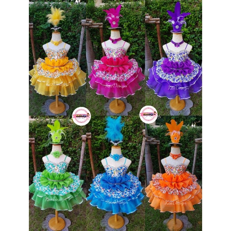 พร้อมส่ง ชุดดรัมเมเยอร์เด็ก เชียร์ลีดเดอร์เด็ก ชุดการแสดงเด็ก ลายดอกไม้