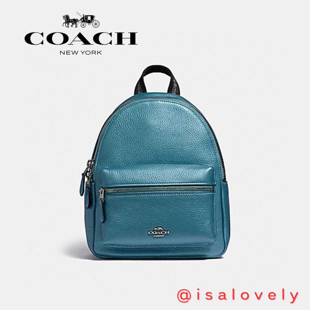📌Isa Lovely Shop📌  Coach F29795 MINI CHARLIE BACKPACK Color: Metallic  Sky Blue