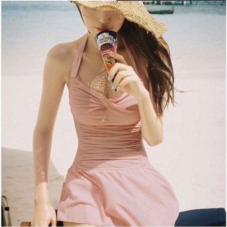 BEST Korean version Women's New Sexy Padded Bikini Swimsuit Swimwear ชุดว่ายน้ำ - Pink