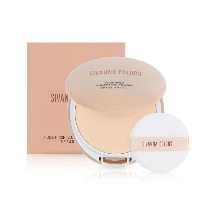 COSME.th---แป้งตลับรูปใข่sivanna hf131 SIVANNA COLORS NUDE FINISH ILLUMINATING POWDER SPF35 PA+++ : HF131 | แป้งพัฟรูปไข