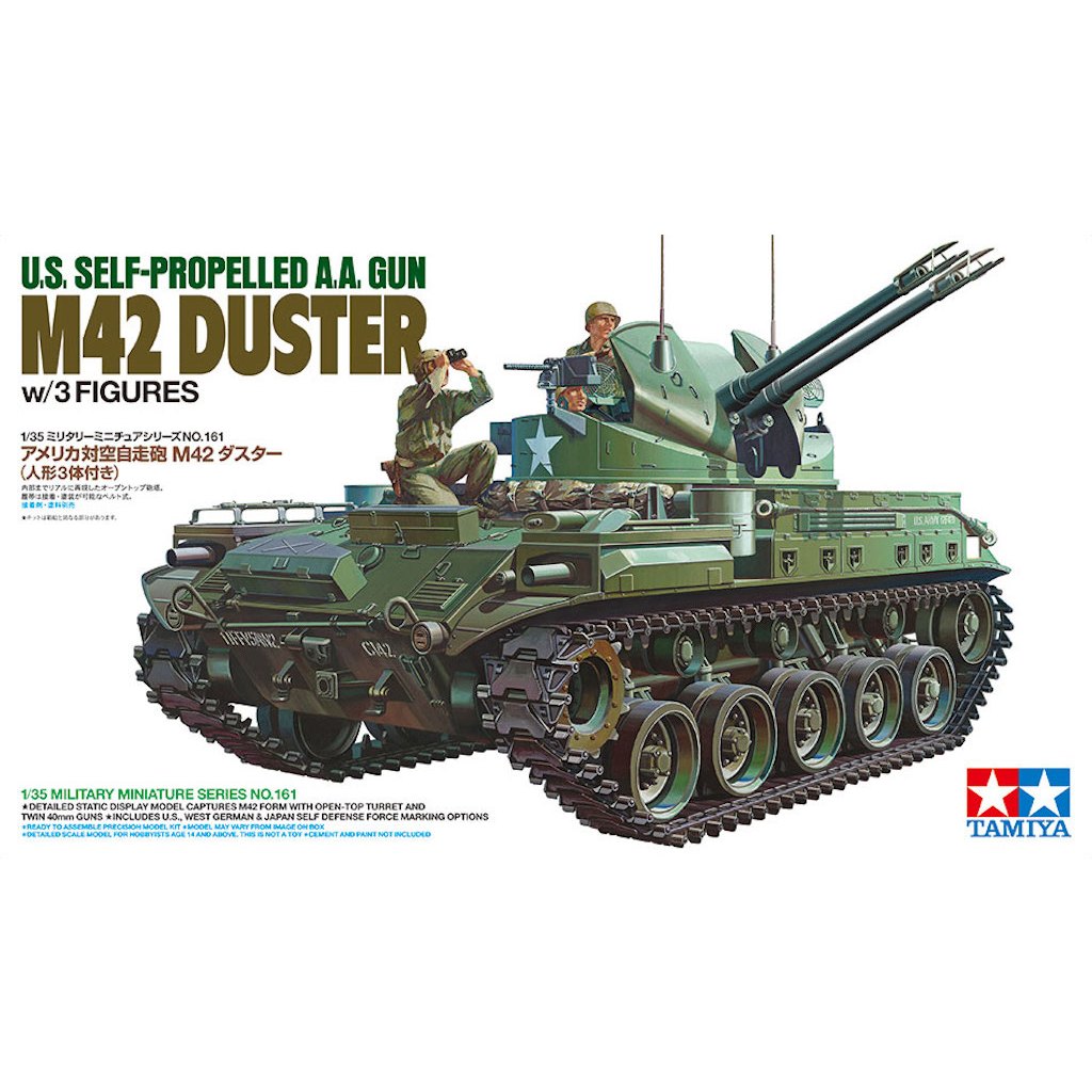 🏆 TAMIYA 35161 ชุดประกอบจำลองมาตราส่วน 1:35 U.S. SELF-PROPELLED A.A. GUN M42 DUSTER (w/3 FIGURES) ต้