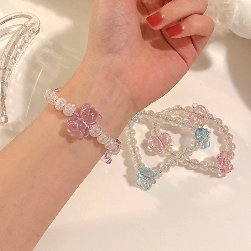 พร้อมส่งไทย HA19 ยางรัดผมไข่มุกหมีหน้ารักๆ รุ่นนี้ใส่เป็นสร้อยข้อมือก็น่ารัก งานวิ้งสวยเล่นแสงยืดได้เยอะ เอ็นนิ่มมาก