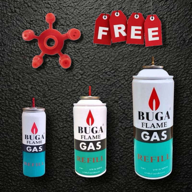 ซื้อ แก๊สเติมไฟแช็ก Buga Gas Refill 50g/130g/300g แก๊สเติมไฟแช็ก พร้อมหัวต่อฟรีทุกกระป๋อง